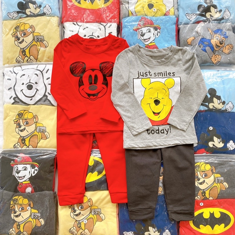Set 2 bộ ngẫu nhiên áo cotton quần nỉ cho bé trai cực đẹp size từ 10-24 cân