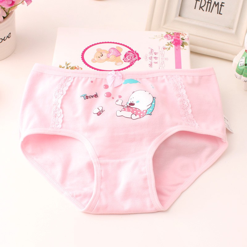 Bộ 3 Quần Lót Cotton Viền Ren Cho Bé Gái