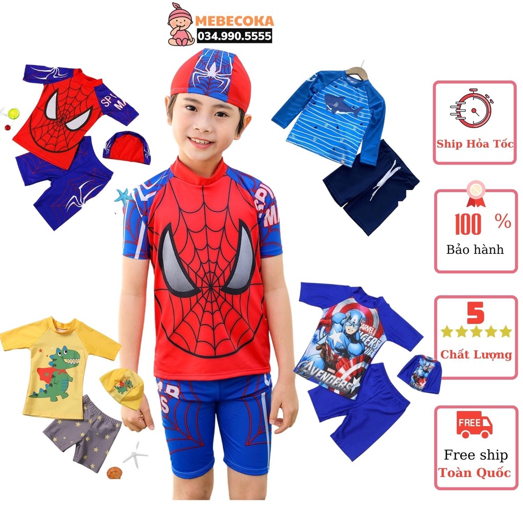 Đồ bơi trẻ em ,bộ đồ bơi áo + quần lửng họa tiết siêu anh hùng loại CAO CẤP chất LYCRA Hàn cho bé trai