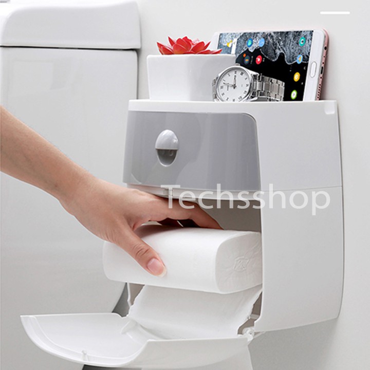 Hộp Đựng Giấy Vệ Sinh 2 Tầng Ecoco E1804 Trong Nhà Tắm - Hộp Giấy Toilet Loại Lớn