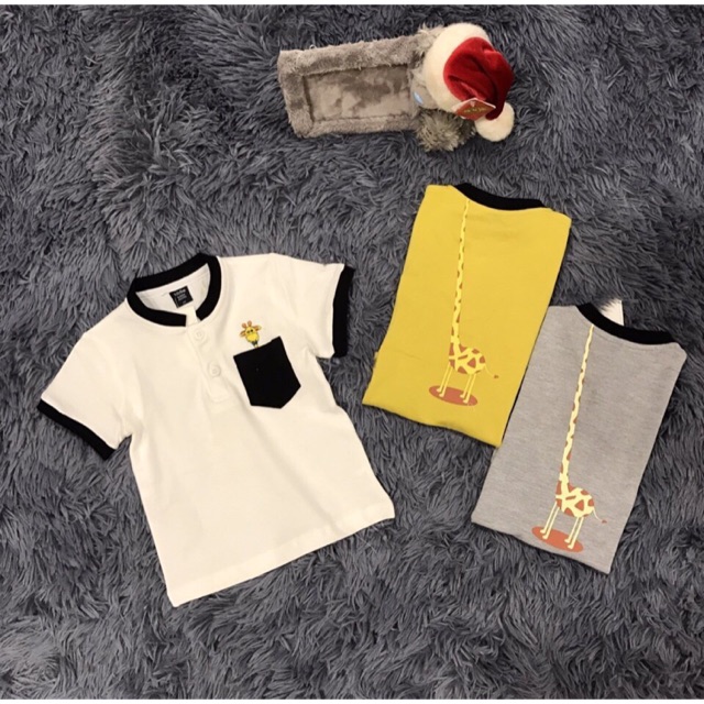 Áo phông trơn thêu hươu cao cổ BabyGap cho bé trai từ 1-5T Hót Trend hè 2018