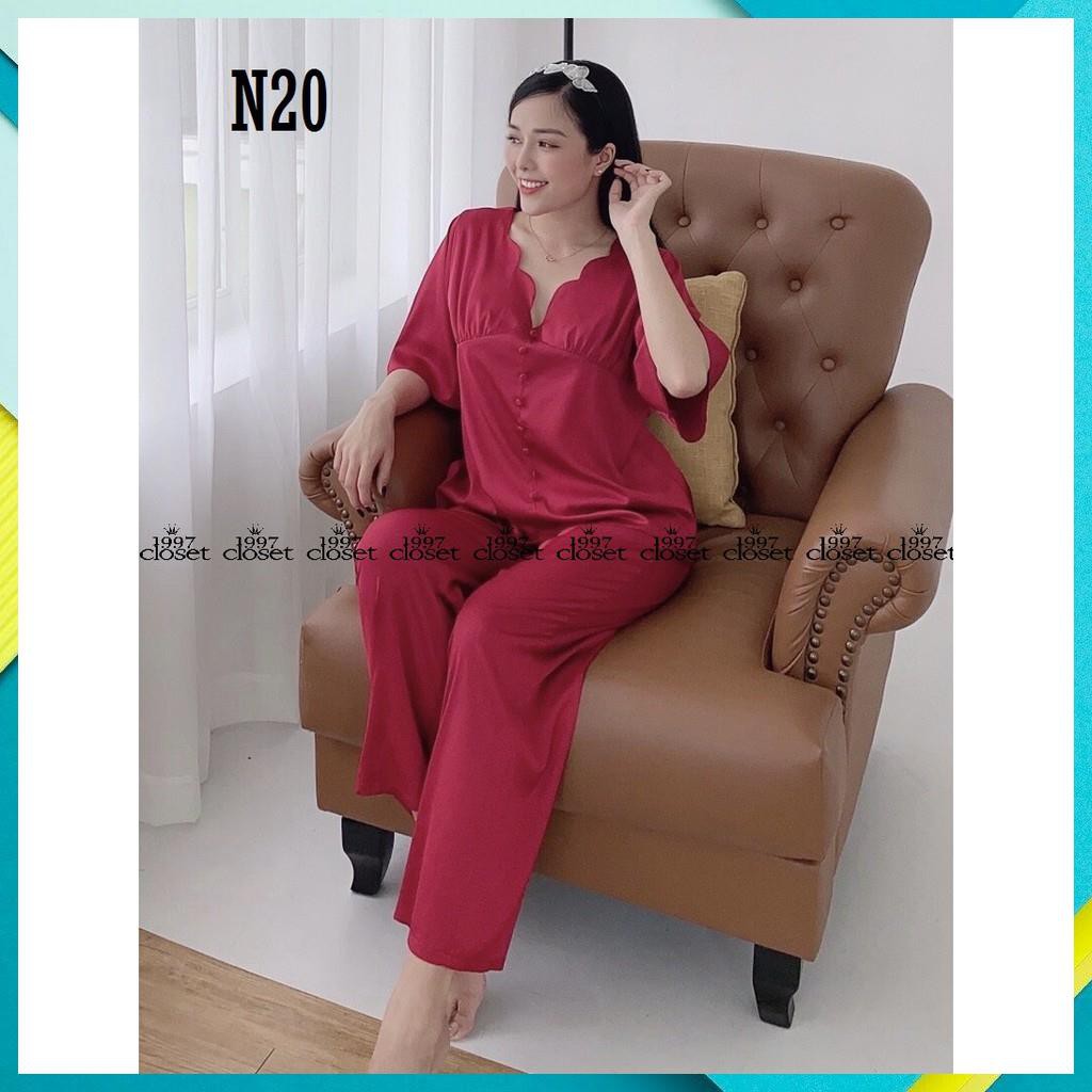 Set bộ dài mặc nhà cực sang vải đẹp, cổ tầng lụa latin cao cấp N20 - 1997Closet đồ bận đi ngủ