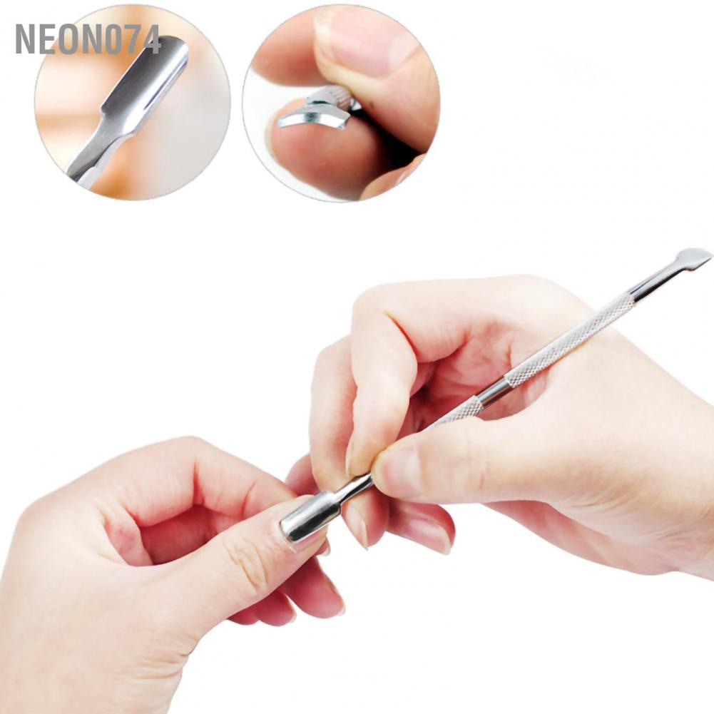 Neon074 Neon074 4 cái Dụng cụ đẩy lớp biểu bì Chất liệu thép không gỉ Có kết cấu Hình thức nhỏ gọn Lớp Máy cắt móng tay cho Thẩm mỹ viện