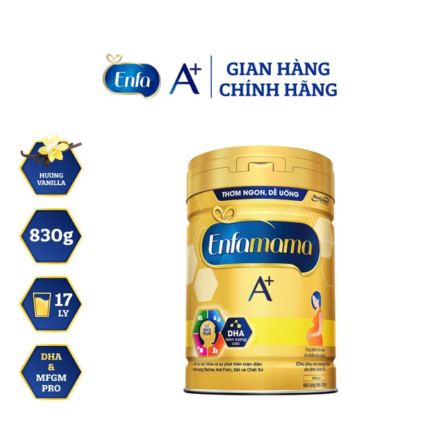 [Tặng bộ 2 khăn giấy ướt Bobby] - Sữa bầu Enfamama A+ 830g Hương Vanilla