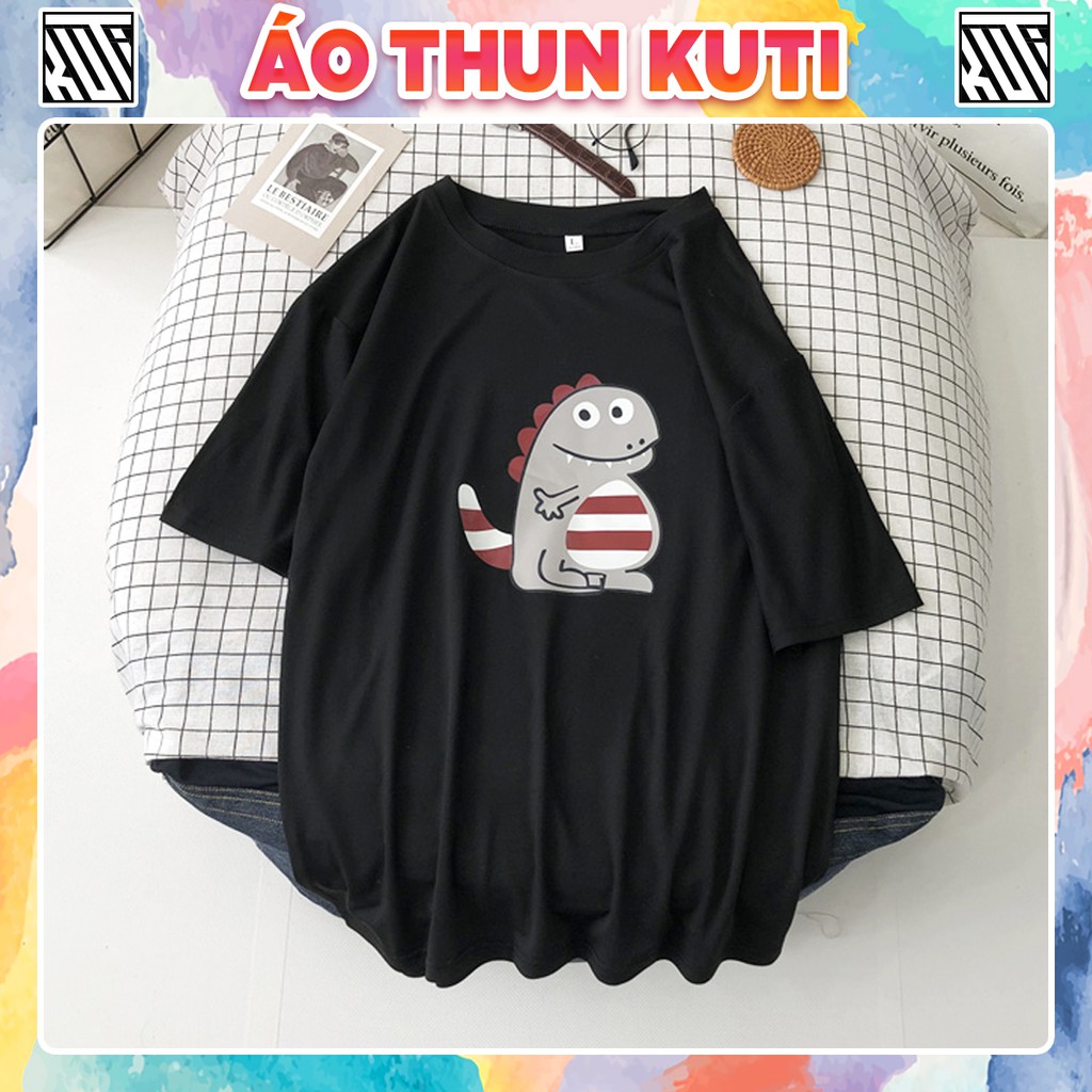 Áo Thun Tay Lỡ Khủng Long Unisex Kuti Basic Tee Phông Trơn Nam Nữ Form Rộng Oversize 6 Màu Phong Cách Ulzzang Hàn Quốc