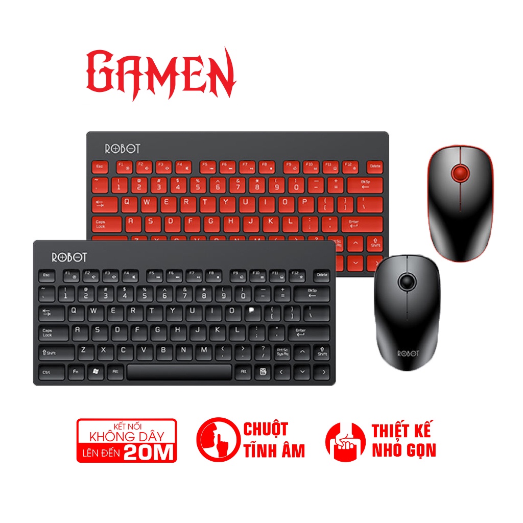 Combo bàn phím Robot KM3000 kèm chuột kết nối USB không dây thiết kế văn phòng nhỏ gọn