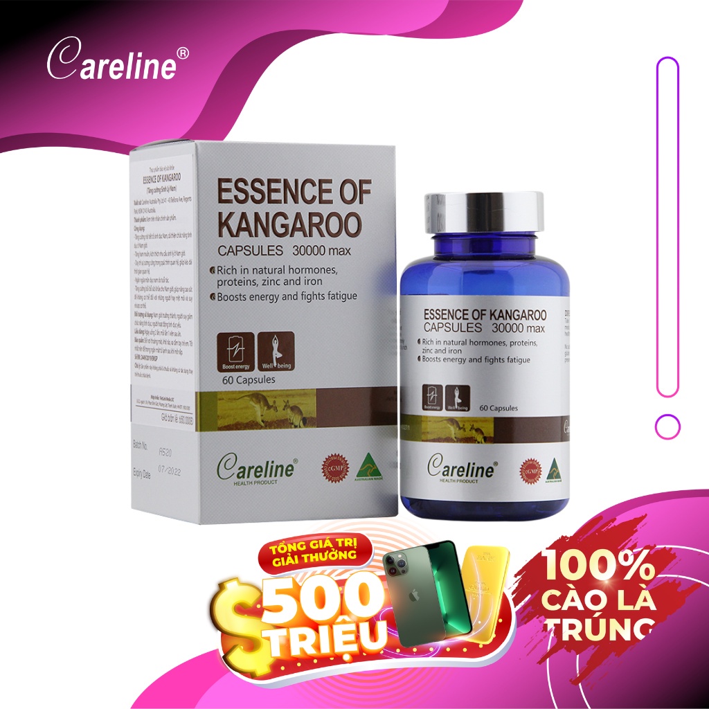 Viên Uống Hỗ Trợ Tăng Cường Sinh Lý Nam Careline Essence Of Kangaroo - Hộp 60 viên