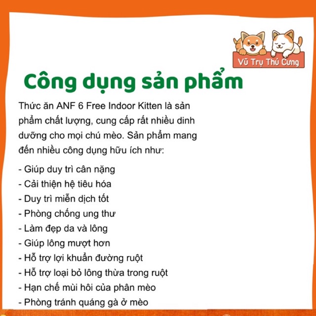 Thức ăn hạt ANF Kitten dành cho Mèo con, tiêu búi lông mèo 200g