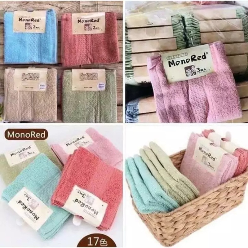 Sét 3 Khăn Mặt Monored Xuất Nhật Chất Liệu Cotton Cao Cấp Mền Mịn Siêu Thấm Nước