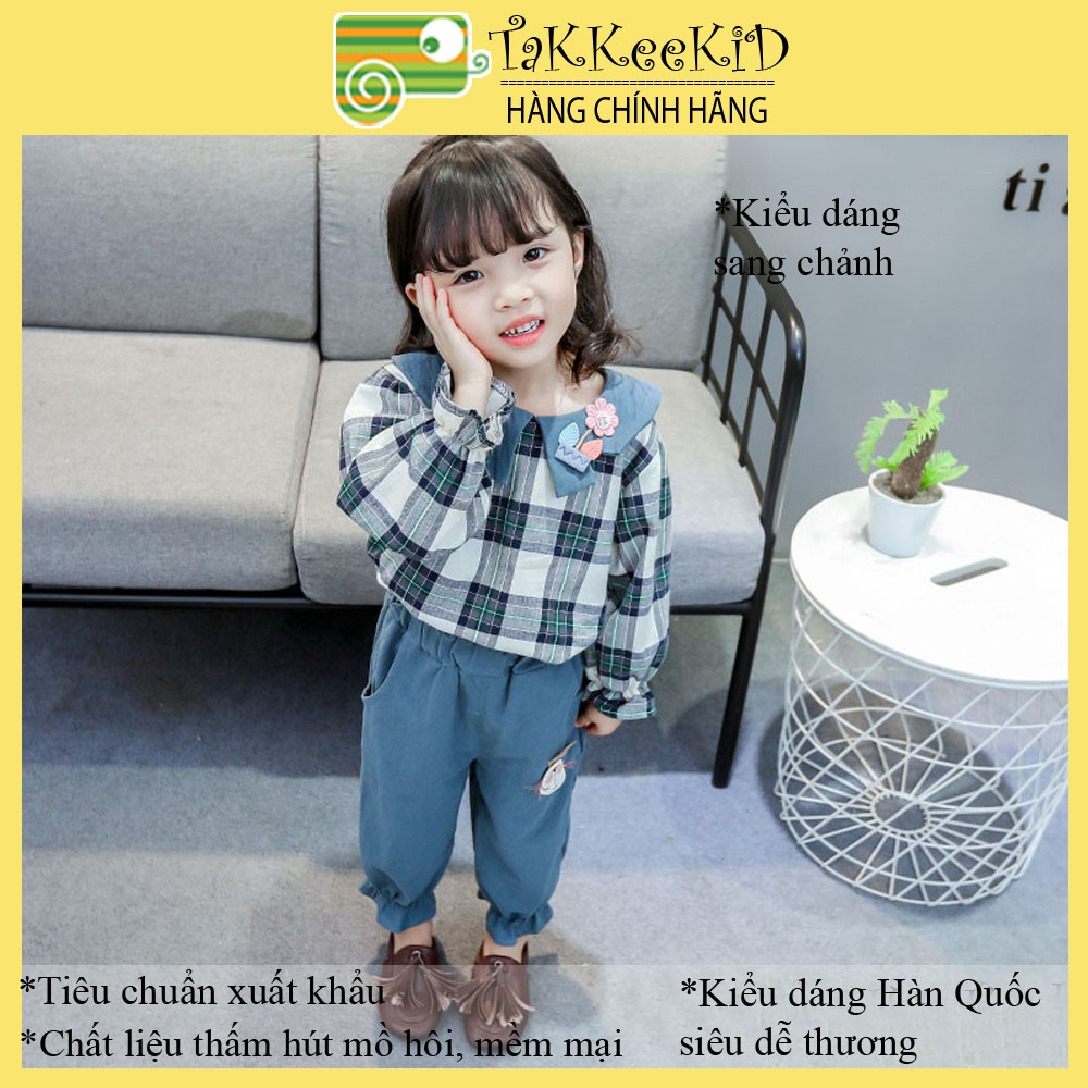 Bộ Sơ Mi Dài Tay Bé Gái Chất Đẹp Thấm Hút Mồ Hôi Phong Cách Hàn Quốc Mẫu Mới