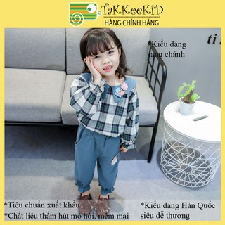 Bộ Sơ Mi Dài Tay Bé Gái Chất Đẹp Thấm Hút Mồ Hôi Phong Cách Hàn Quốc Mẫu Mới