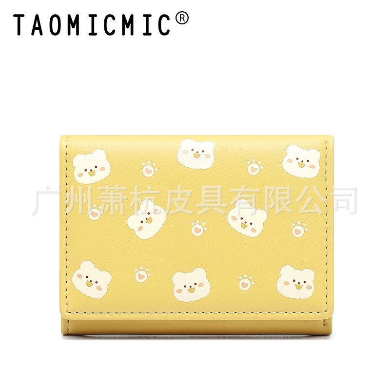Ví Da Pu Gập Ba Thiết Kế Đơn Giản Họa Tiết Hoạt Hình Đáng Yêu Thời Trang Cho Nữ