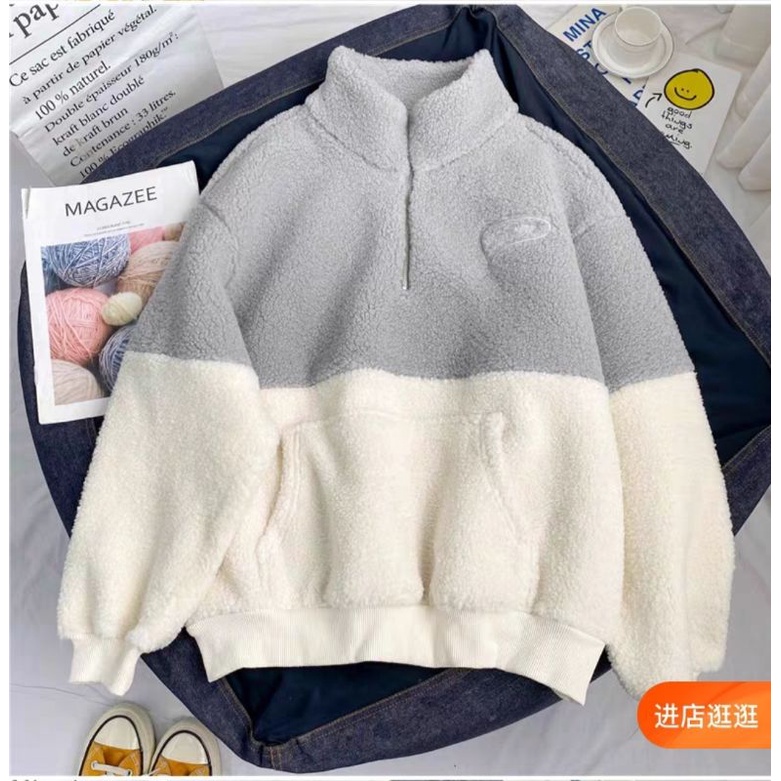 ✅Áo Lông Cừu Dày Cao Cổ Nửa Khóa Kéo Thân Dài | BigBuy360 - bigbuy360.vn
