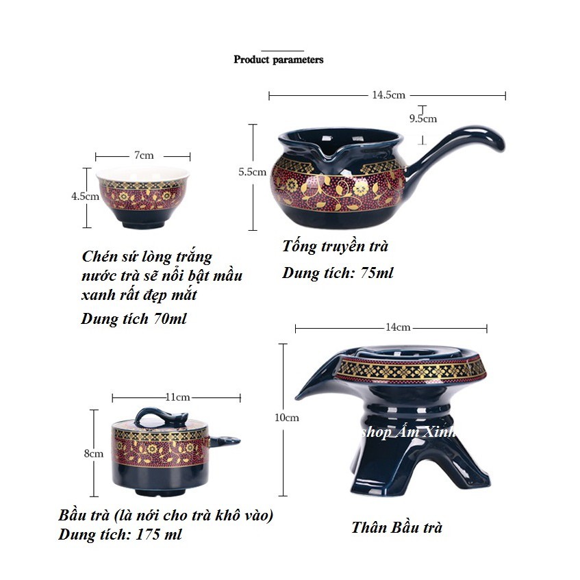 Bộ ấm chén pha trà kiểu cối xay