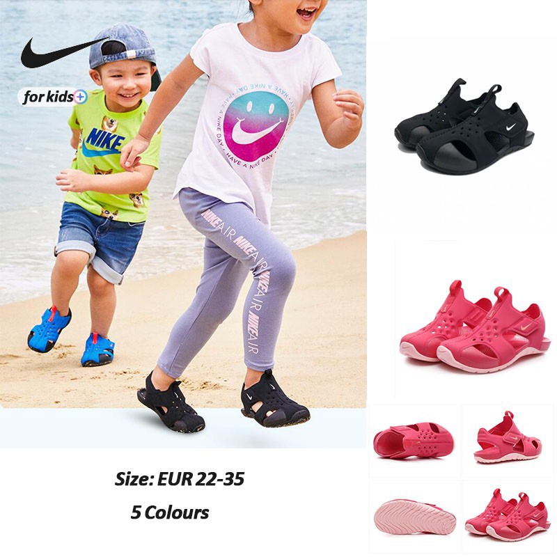 * Sẵn Sàng Chứng Khoán * Nike Kids Sandals Bản Gốc Sunray Protect 2 Velcro Baby Crocs Thời Trang Thoáng Khí Thể Thao Chạy Dép Chàng Trai Cô Gái Mềm Mại Giày Chống Trượt Giày Cho 2,3 4,5,6,7 Tuổi Unisex Trẻ Em Sandals Thoải Mái