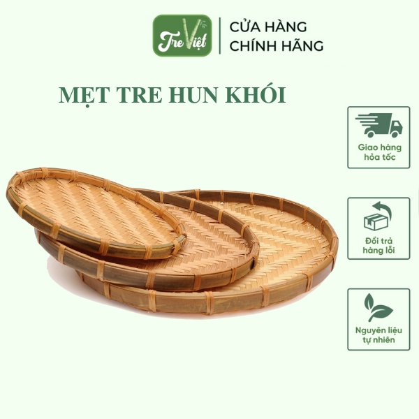 Mẹt Tre Hun Khói Cạp Mây - Mẹt Trang Trí nhiều kích thước - Flat Winnowing Basket