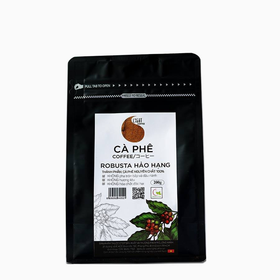 [Mã FMCGM25 - 10% đơn 150K] Hảo hạng - Cà phê rang xay Robusta Hảo hạng nguyên chất 100% - Light Coffee - 200g