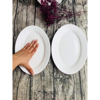 Đĩa sứ trắng bầu dục