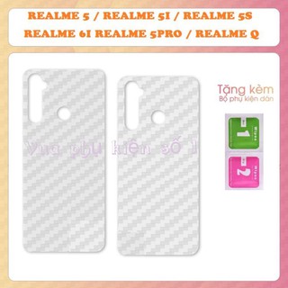 Miếng Dán Sợi Carbon Trong Suốt Bảo Vệ Mặt Sau Điện Thoại Realme 5 Pro Chống Bám Vân Tay