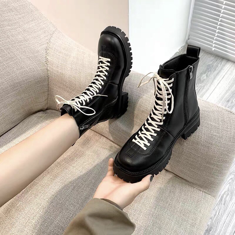 {ORDER} Giày Boot ulzzang nhiều dây Bốt Martin Đế Dày Kiểu Anh Thời Trang Thu Đông 2020 Cho Nữ boot