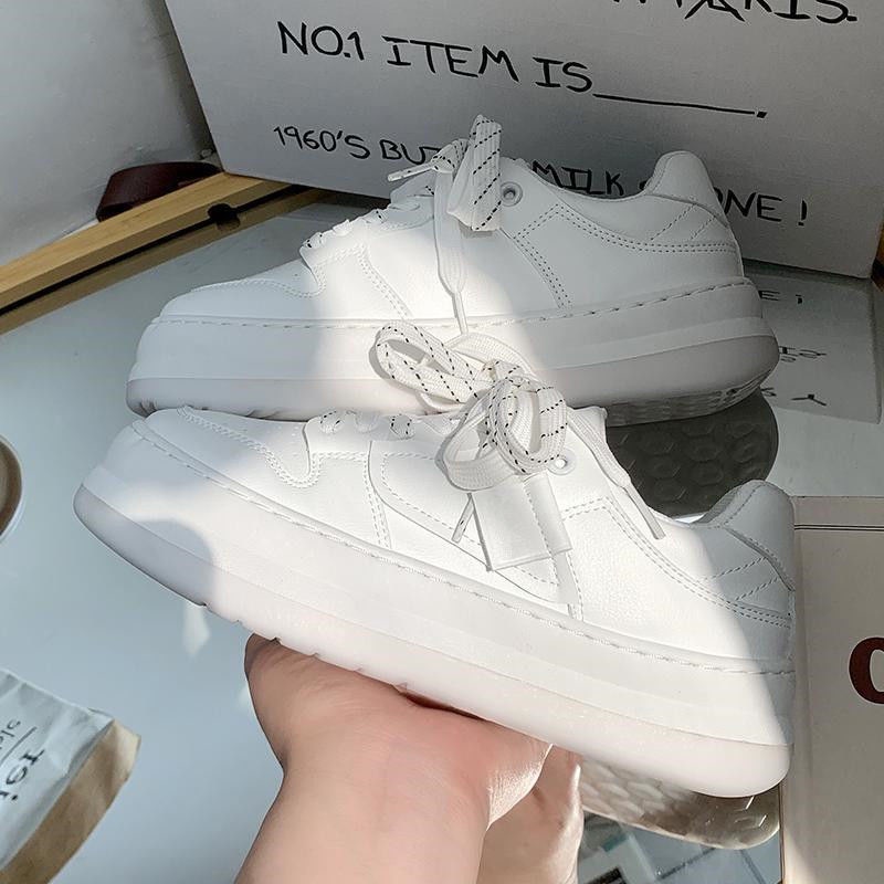Giày Thể Thao Trắng Đen Cột Dây Phong Cách Nhật Bản