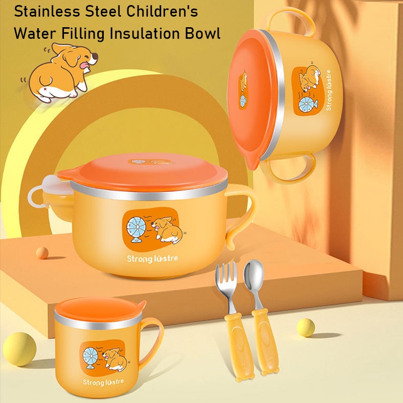 Bát Ăn Dặm Cách Nhiệt Bằng Thép Không Gỉ 316 Có Nắp Đậy Tiện Lợi Dành Cho Bé