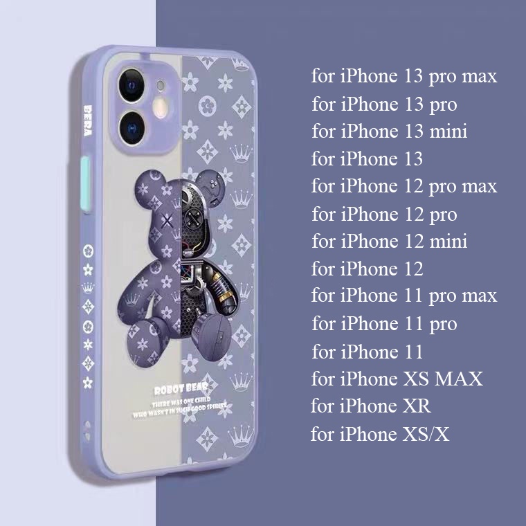 Ốp điện thoại mặt nhám chống rơi hình gấu sang trọng thời trang cho IPhone 13 12 11 Pro Max 12 13 Mini X XS Max XR | BigBuy360 - bigbuy360.vn