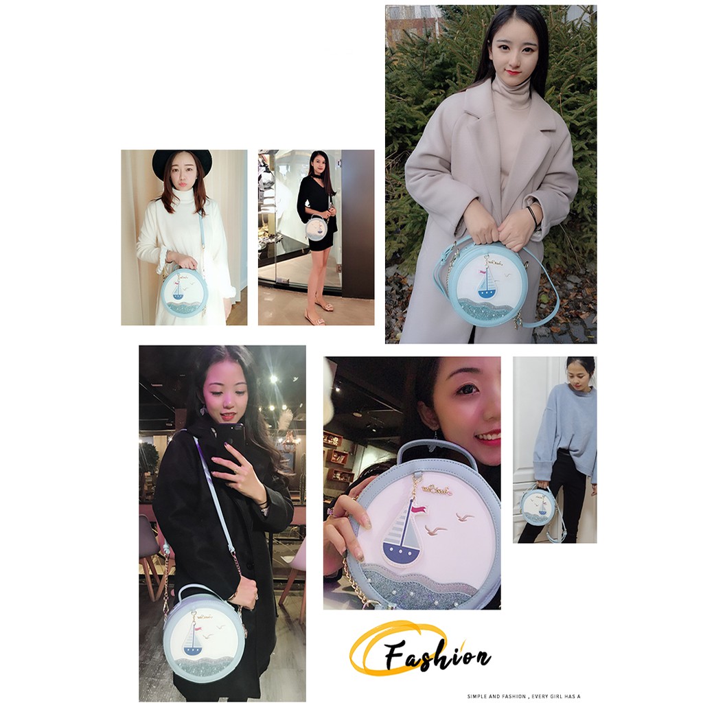 Túi Tròn Xanh Biển JUST STAR DU171277-06