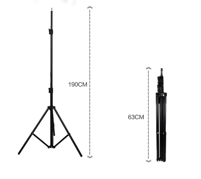 Giá đỡ 3 chân đa năng siêu cao 2 mét gắn đèn led, gắn điện thoại, máy tính bảng hỗ trợ livestream, quay video