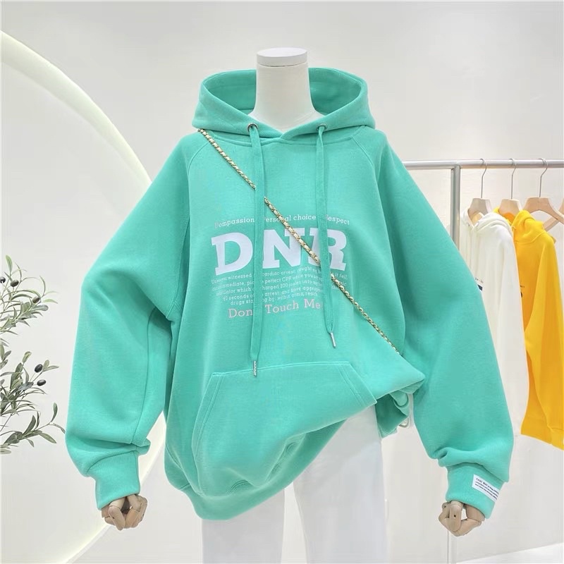 Áo hoodie vải nỉ Lót Bông Dày Dặn In DNR Unisex Form Rộng