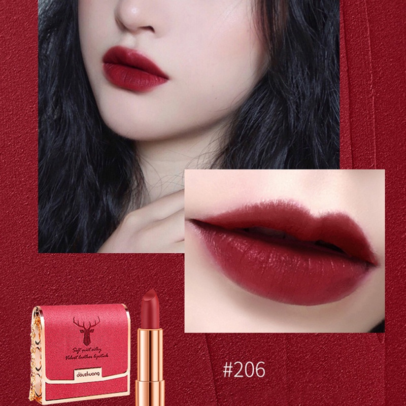 Set Son Môi Nhung Lì Dưỡng Ẩm Không Dễ Phai Màu Hộp Đựng Dạng Túi Xách Đính Kim Cương Nhỏ