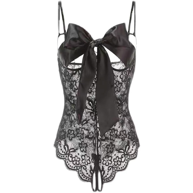 YT1540 - Bodysuit Dây Ngang Thắt Nơ Không Đáy Đũng (Feedback Ảnh Thật) @lingerie.sm.toys