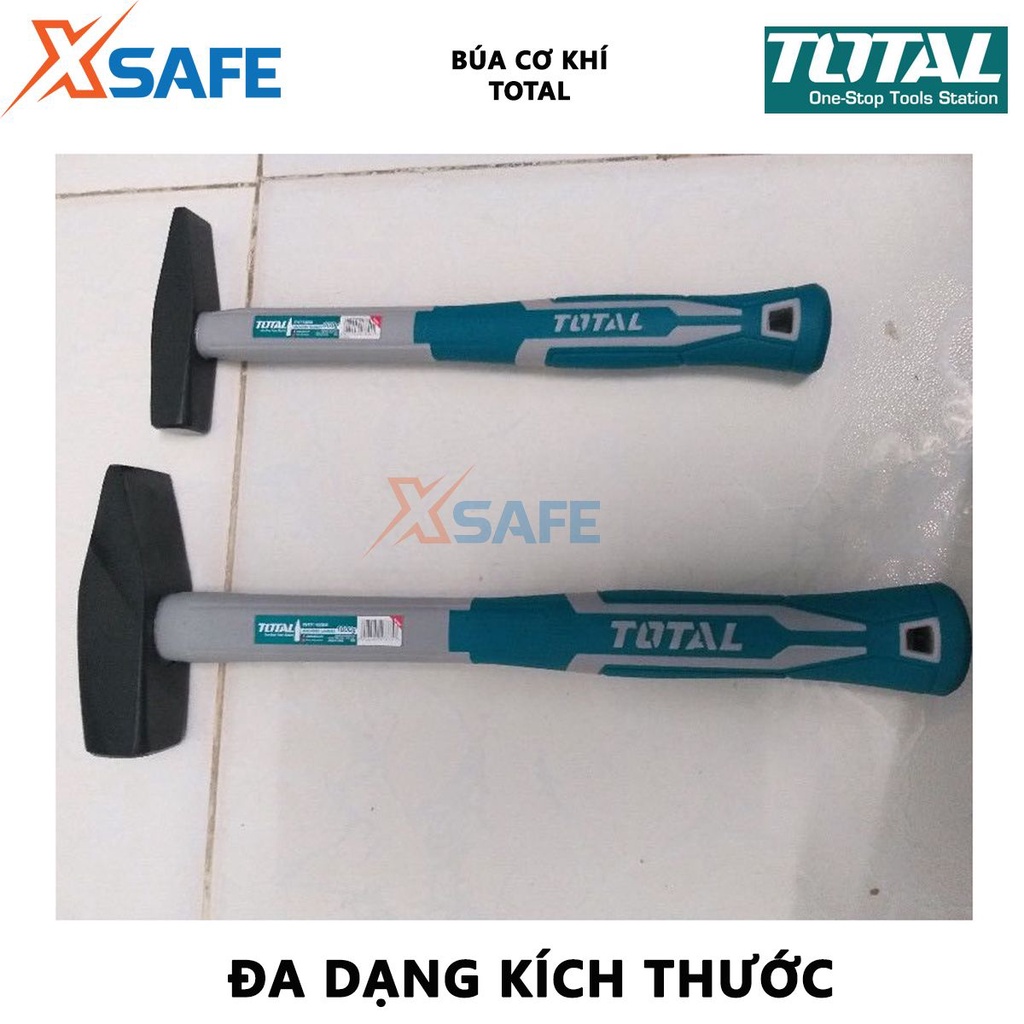 Búa đinh đầu dẹp và vuông TOTAL Búa cơ khí trọng lượng 100g, thép carbon 45# chịu nhiệt tốt dùng đóng đinh, đập cột,...