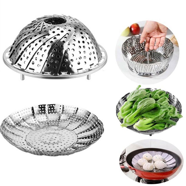 Xửng hấp, vỉ hấp inox xoè 3 chân gấp gọn giá rẻ