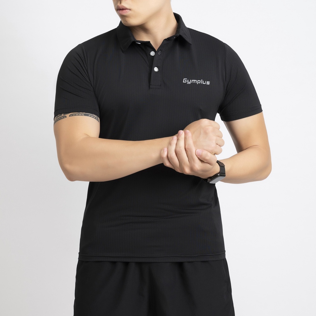 Áo tập gym nam polo GYMPLUS coolmax,áo thể thao cho nam ôm body co giãn thấm hút mồ hôi 01