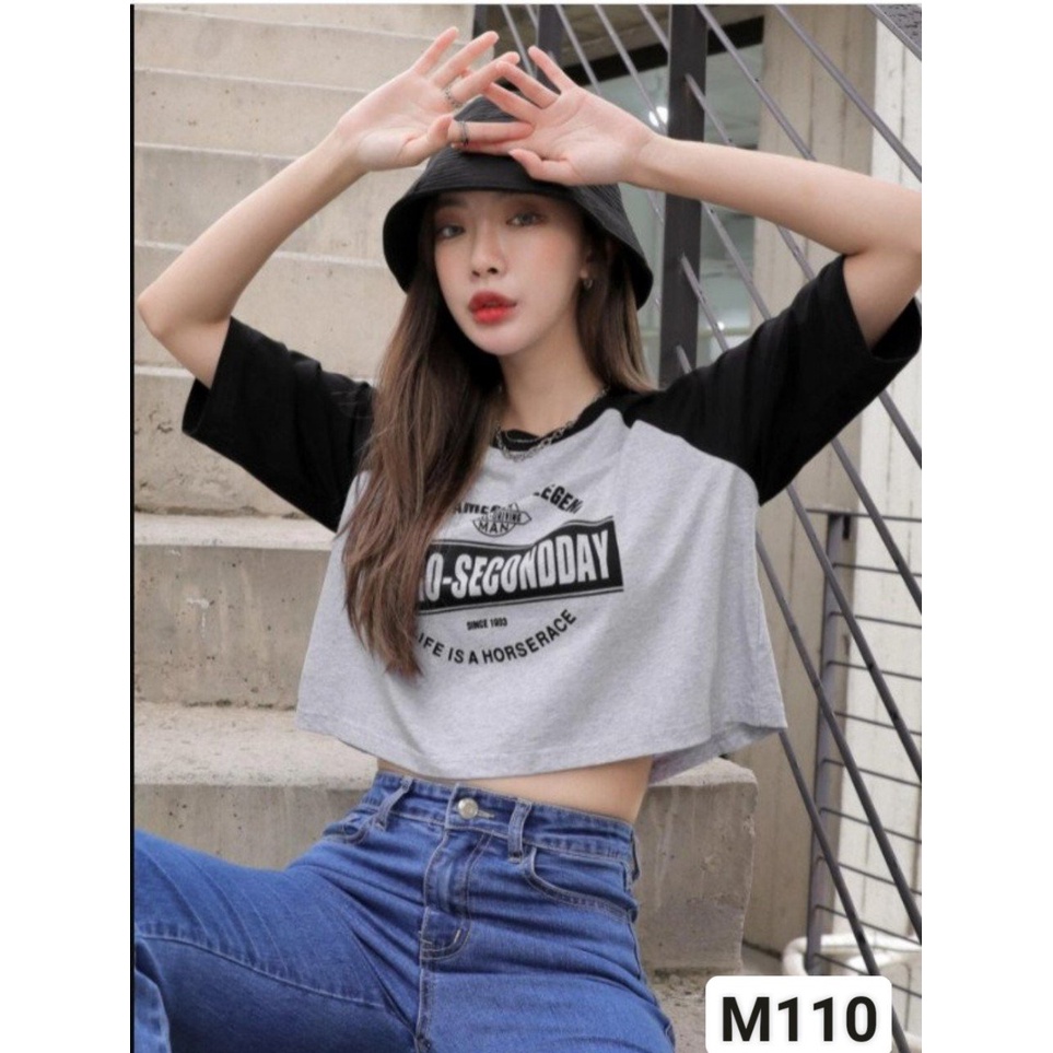 Áo thun nữ croptop form rộng chất mát Mã Áo M110 | BigBuy360 - bigbuy360.vn