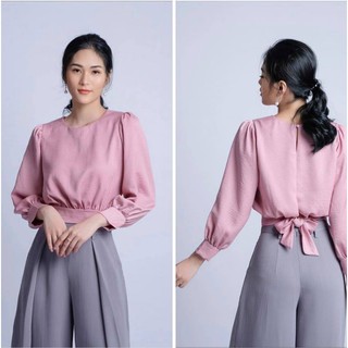 Áo Croptop tay dài cột nơ sau