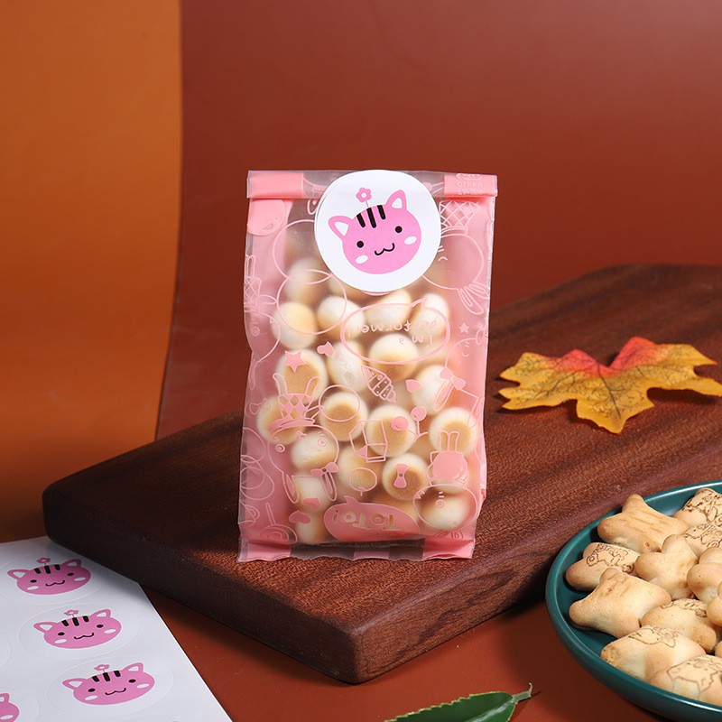 Set 50 Túi Nhựa Đựng Bánh Quy Họa Tiết Hoạt Hình Dễ Thương
