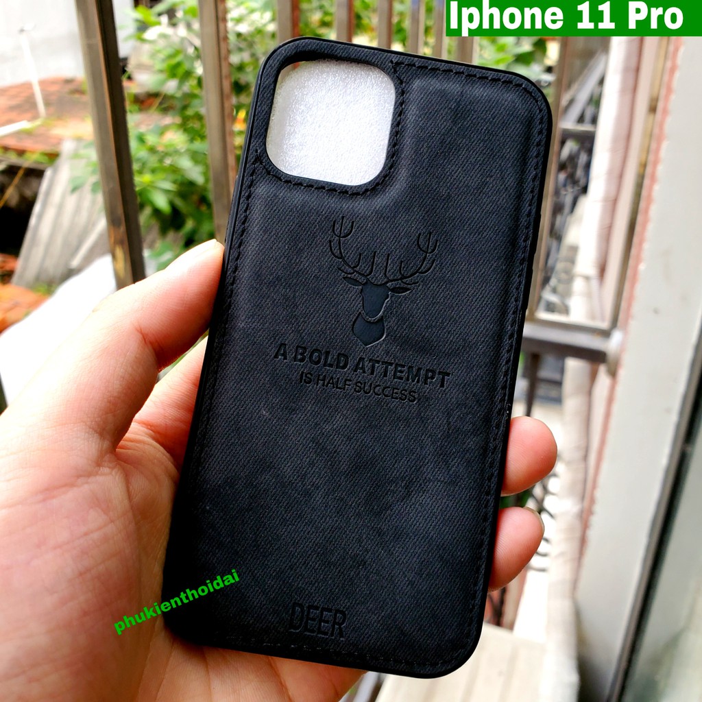Ốp lưng Iphone 11 Pro chống sốc vải đầu hươu cao cấp