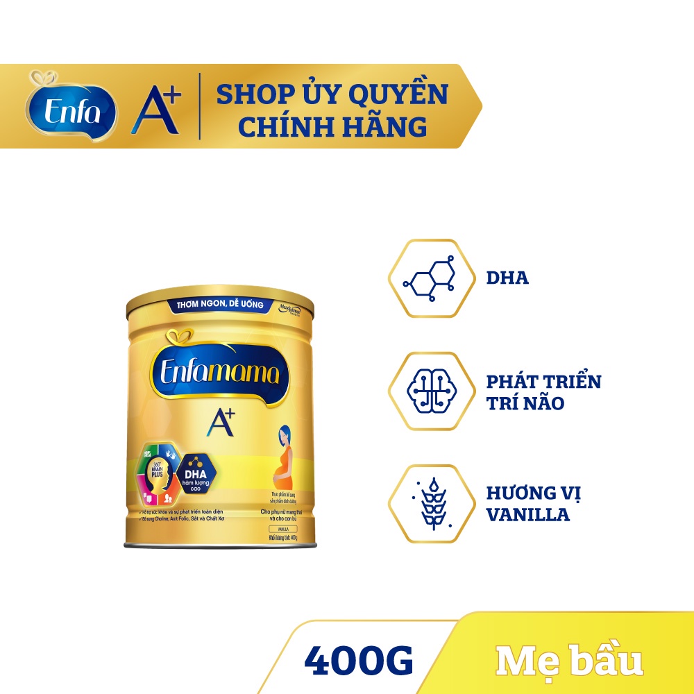 [CHÍNH HÃNG] Sữa Bột Mead Johnson Enfamama A+ Hương Vanilla Hộp 400g (Cho phụ nữ mang thai và cho con bú)