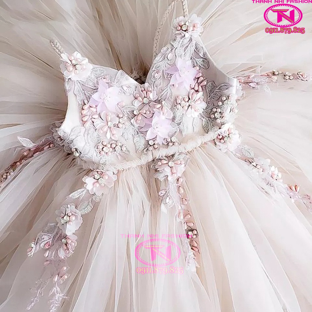 Đầm bé gái tiểu thư quý phái - Váy Công Chúa TN005 - Váy Bé Gái - Hàng Thiết Kế Cao Cấp
