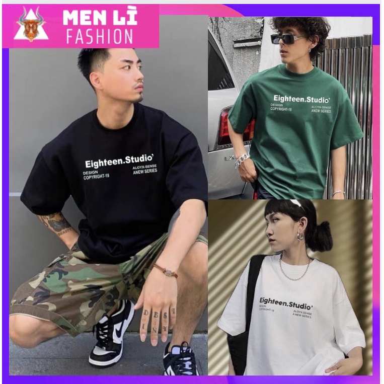 Áo Thun 18 EIGHTEEN STUDIO Nam Nữ Unisex Form Rộng Tay Lỡ, Áo Thun Xanh Lá, AT114 trending xu hướng, Men Lì Fashion