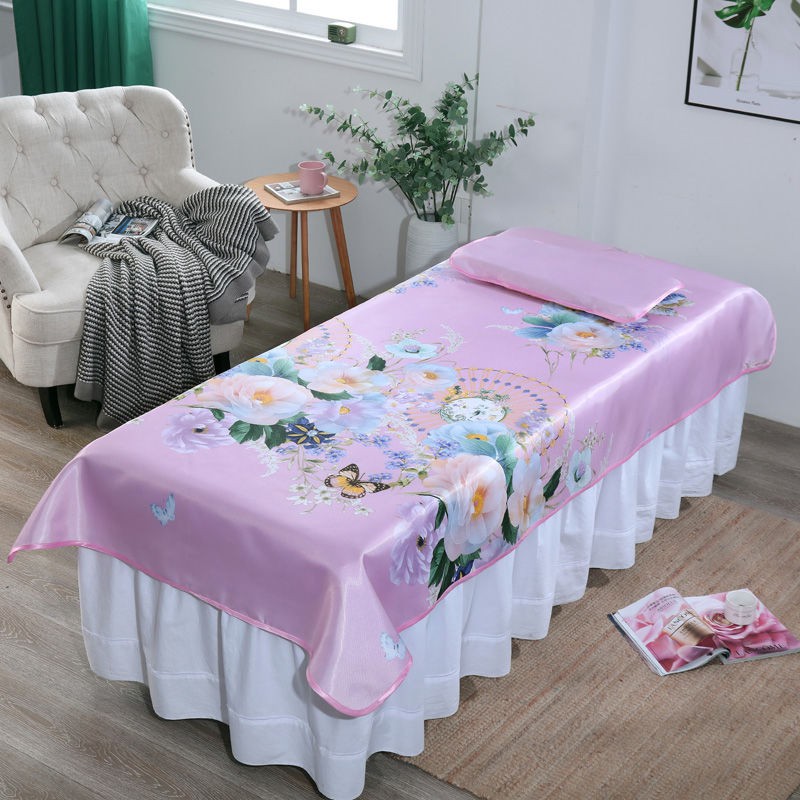 Nệm Mỏng Đệm Cả 4 Mùa Sàn Siêu Mát Cho beauty bed mat summer breathable high-end salon massage sheet ice silk with hole pure color foldable washing