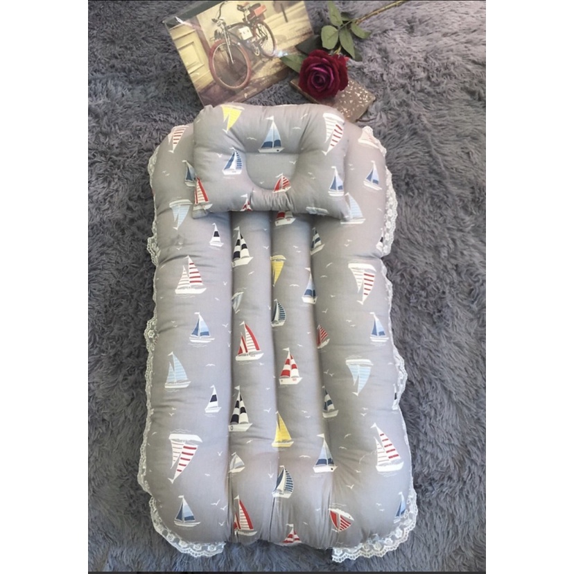 Đệm ngủ thông minh LIDACO cho bé Cotton 100% (kèm gối ngủ chống móp đầu)
