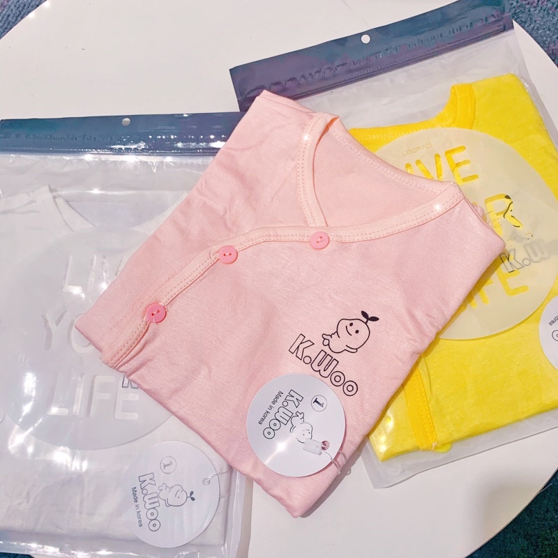 Bộ Dài Tay Thun Lạnh Cúc Chéo Kwoo Cho Bé, Đồ bộ sơ sinh đáp đũng đóng bỉm