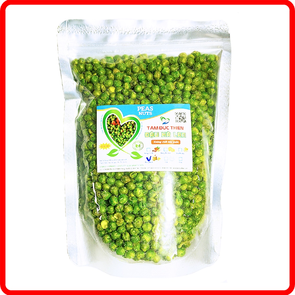 Combo 1KG: Đậu Phộng Da Cá Nước Cốt Dừa và Đậu Hà Lan Rang Muối Tâm Đức Thiện 2 x Túi 500GR Đồ ăn vặt