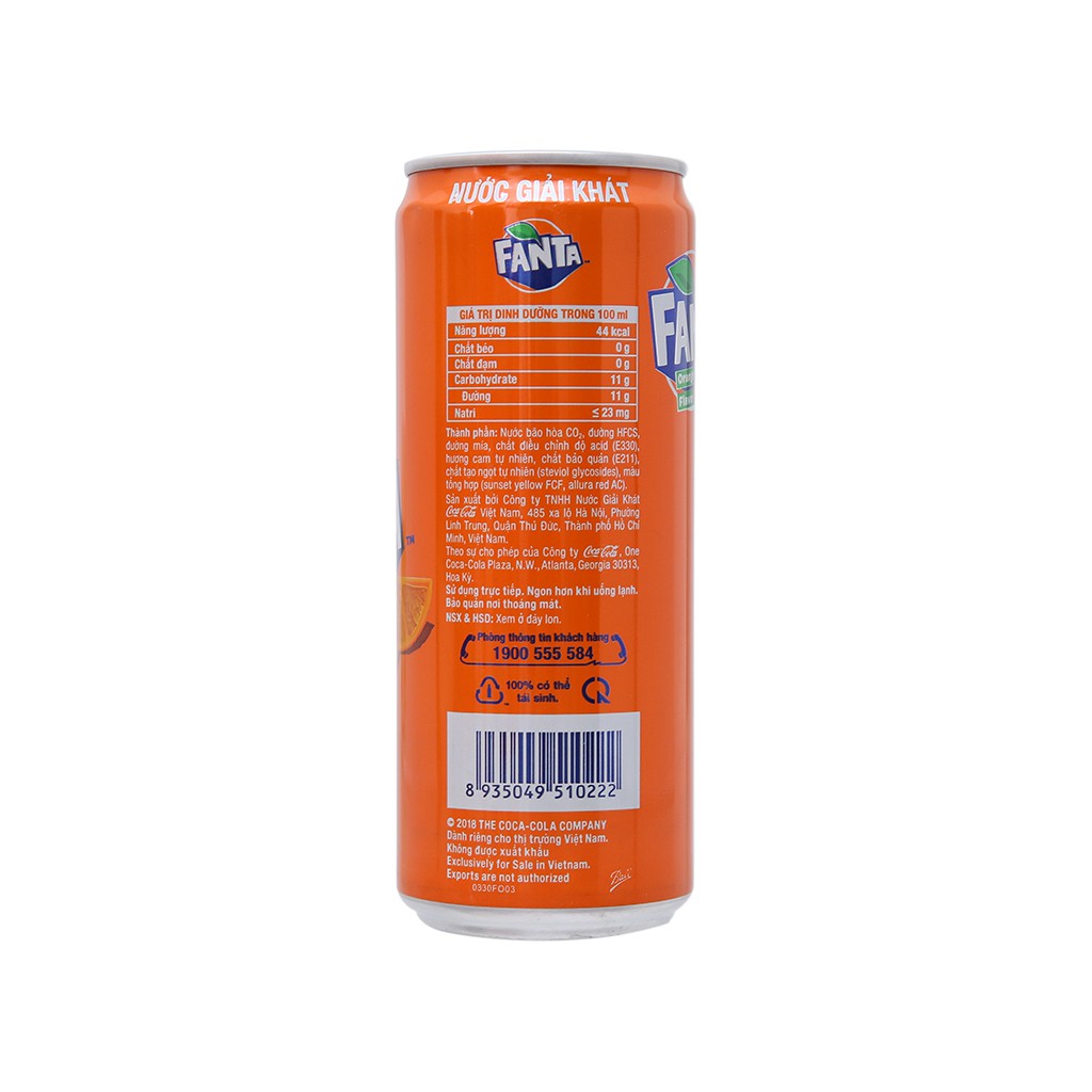 4 lon nước ngọt Fanta vị cam 330ml