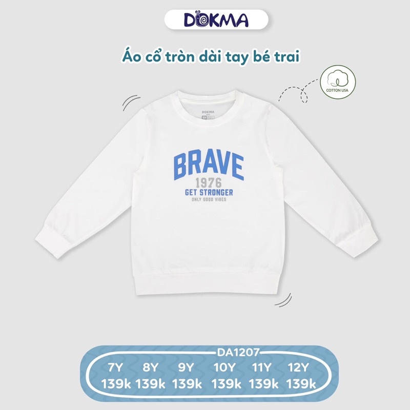 Áo cổ tròn dài tay Bé Trai DOKMA KIDS  (7-12y)