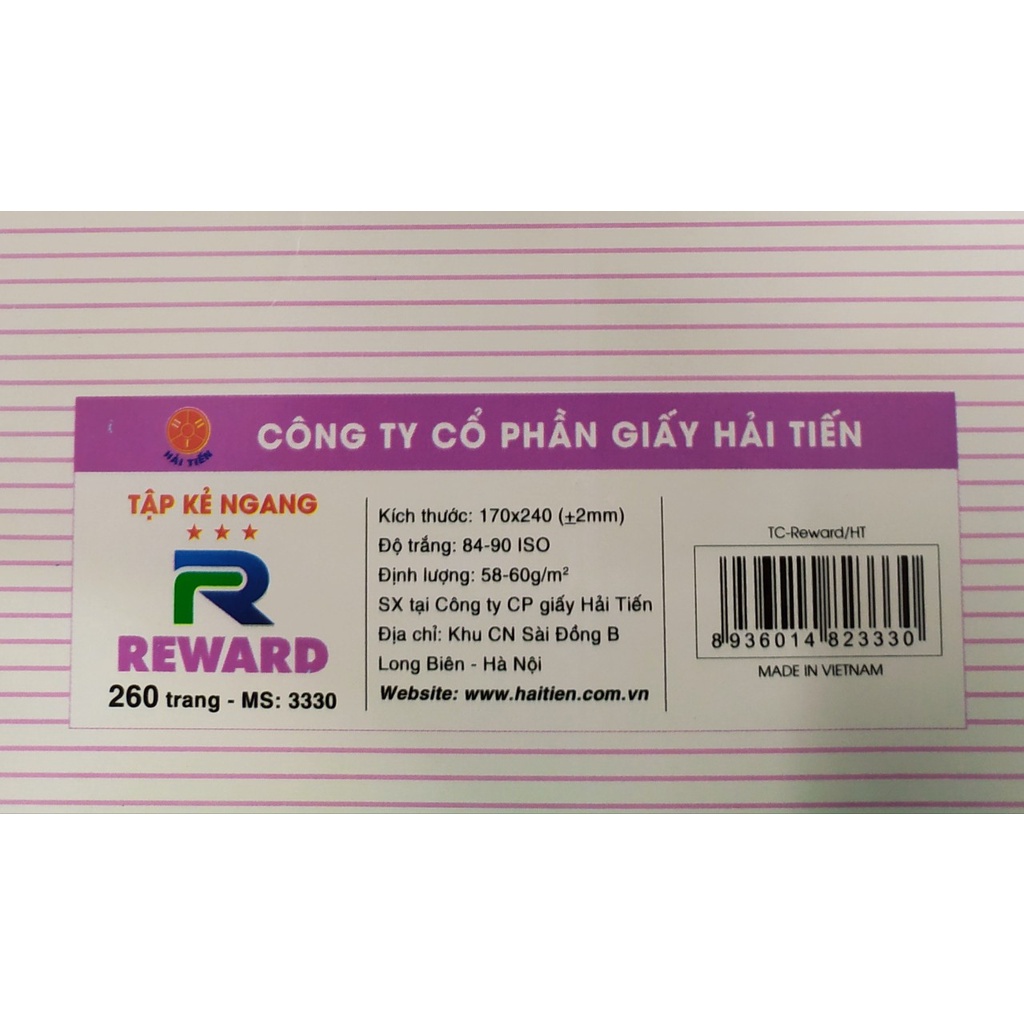 HẢI TIẾN tập vở  kẻ ngang REWARD 140/200/260/320 và 380 trang.