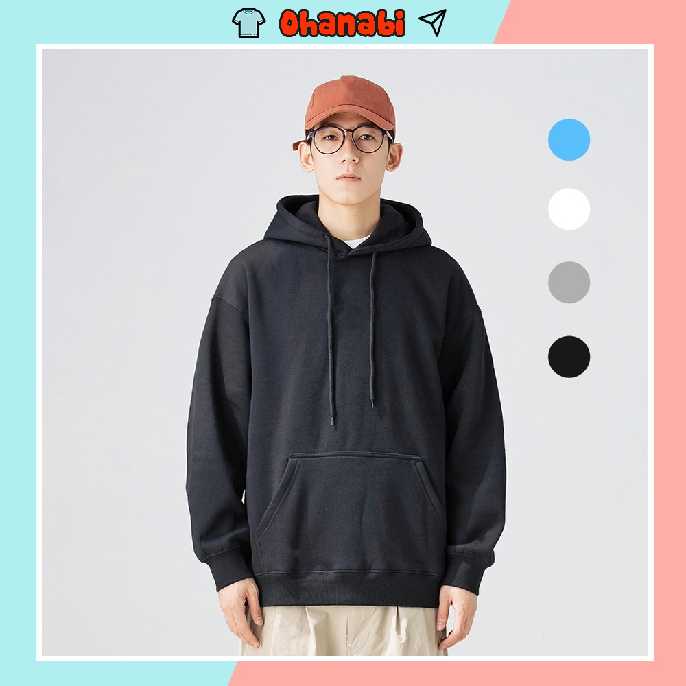 Áo hoodie nam nữ trơn thời trang unisex có mũ form rộng chất nỉ bông ấm áp